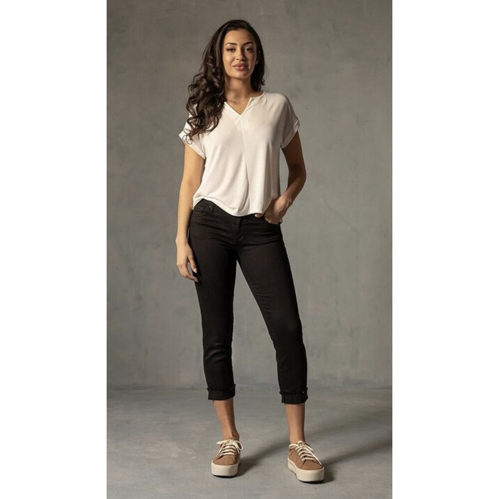 KUT from the Kloth Amy Stretch Denim Mid Rise Cropped Straight Leg Jeans Size 4